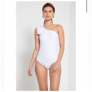 Marina West Women's Size Small One-Shoulder One-Piece Swimsuit White Beach